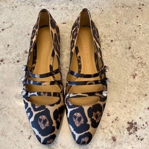 Veronica Beard Nola Satin Crystal Leopard flats